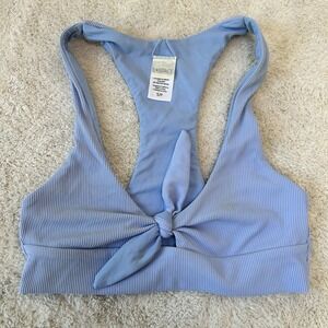 L Space Tara Ribbed Racerback Bikini Swim Top Small NWOT Reversible Riv blue